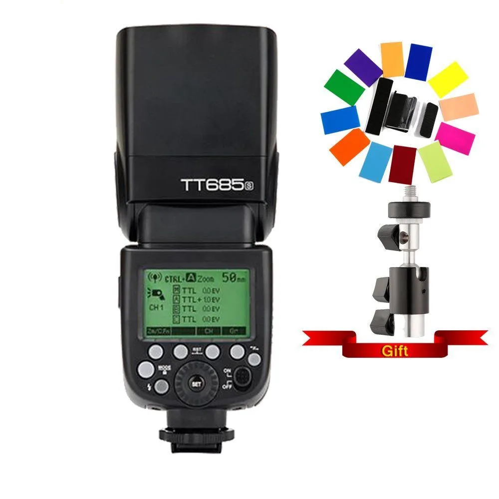 Вспышка для камеры Godox TT685S DSLR A6300 A99 A58 6000L 2 4G HSS TTL GN60 TT685O TT685N TT685F CD15|Фотовспышки| |
