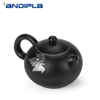 250ml Black Zen Coarse Pottery Teapot Boutique Handmade Inlaid Tin Maple Leaf Vintage Kung Fu Tea Set Teaware Ocffee Pot Kettle
250ml Black Zen Coarse Pottery Teapot Boutique Handmade Inlaid Tin Maple Leaf Vintage Kung Fu Tea Set Teaware Ocffee Pot Kettle