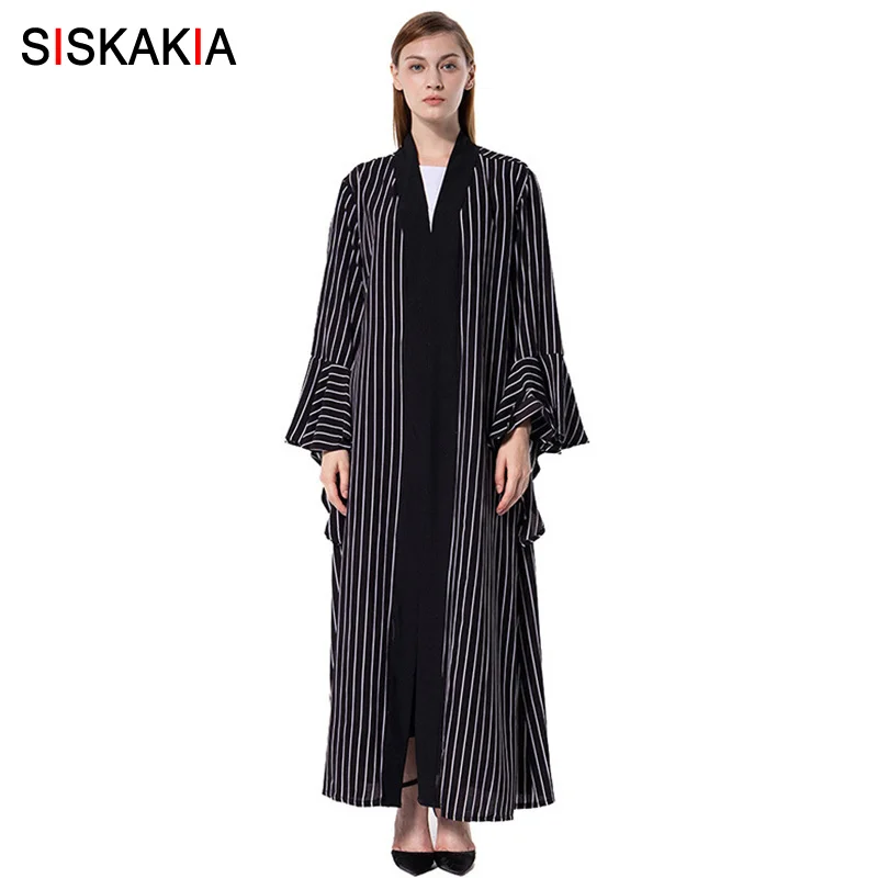 Siskakia Women Abaya Fashion Striped Patchwork Muslim Cardigan Robes Flare Sleeve Musulman kaftans & Jubah Ramadan Kimono Female
Siskakia Women Abaya Fashion Striped Patchwork Muslim Cardigan Robes Flare Sleeve Musulman kaftans & Jubah Ramadan Kimono Female