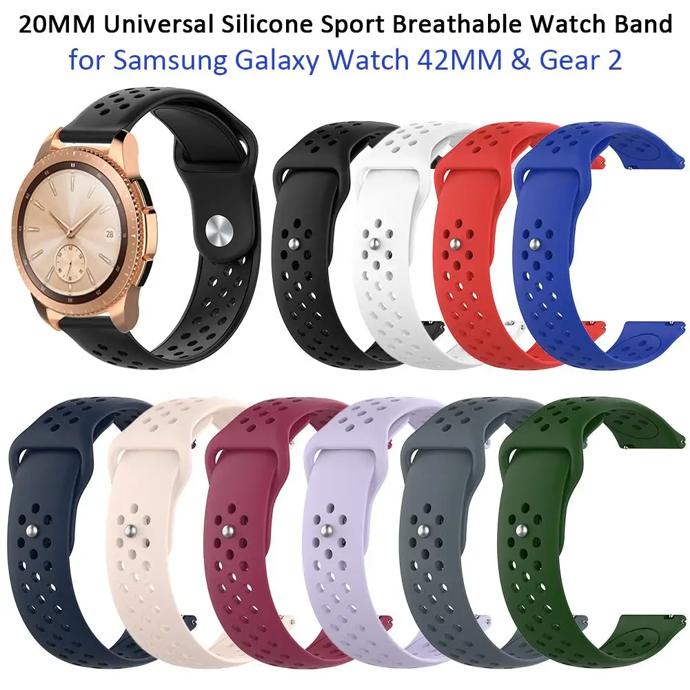 20MM Universal Silicone Watch Strap Sport Breathable Watch Band Wrist Strap For Samsung Galaxy Watch S4 SM-R810 42MM & Gear 2
20MM Universal Silicone Watch Strap Sport Breathable Watch Band Wrist Strap For Samsung Galaxy Watch S4 SM-R810 42MM & Gear 2