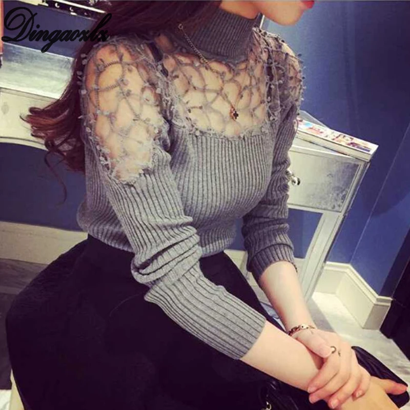 Dingaozlz Autumn Sexy hook flower Women Knitted Sweater Patchwork long sleeved Sweater Tops Casual Lady Pullover lace shirt
Dingaozlz Autumn Sexy hook flower Women Knitted Sweater Patchwork long sleeved Sweater Tops Casual Lady Pullover lace shirt