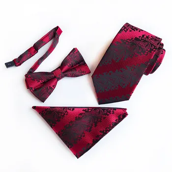2019 Red Wine Black Neck Tie Set Bowtie Handkerchiefs Fashion Silk Slim Ties for Men Bowtie Business Wedding 
2019 Red Wine Black Neck Tie Set Bowtie Handkerchiefs Fashion Silk Slim Ties for Men Bowtie Business Wedding
