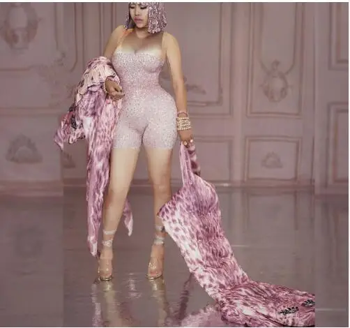 Fashion Pink Rhinestones Printed Nude Stretch Jumpsuit Summer Sexy Leggings Costume Bodysuit Nightclub Party Wear Outfit
Fashion Pink Rhinestones Printed Nude Stretch Jumpsuit Summer Sexy Leggings Costume Bodysuit Nightclub Party Wear Outfit