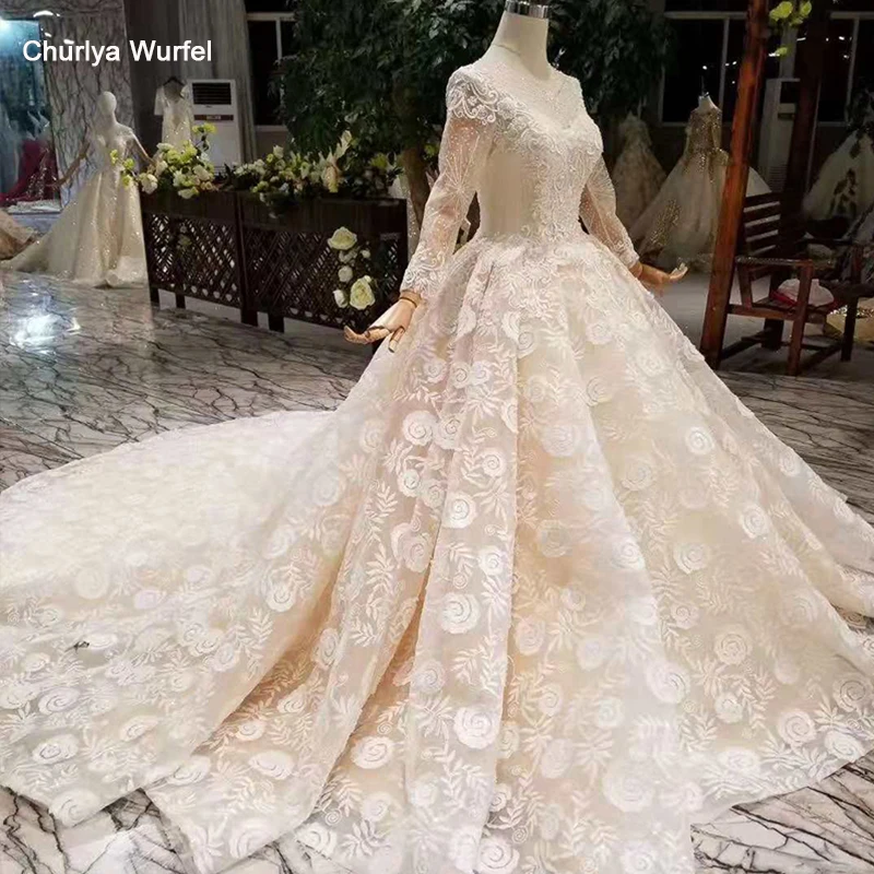 LSS362 ball gown lace wedding dress 2019 o-neck long tulle sleeves lace up back luxury wedding gown with long train real factory
LSS362 ball gown lace wedding dress 2019 o-neck long tulle sleeves lace up back luxury wedding gown with long train real factory