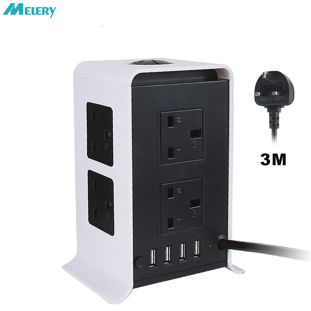 Tower Power Strips Surge Protector Extension Leads 3M/9.8ft Overload Protection with 8 Way Outlets 4 USB Ports for Home Office
Tower Power Strips Surge Protector Extension Leads 3M/9.8ft Overload Protection with 8 Way Outlets 4 USB Ports for Home Office