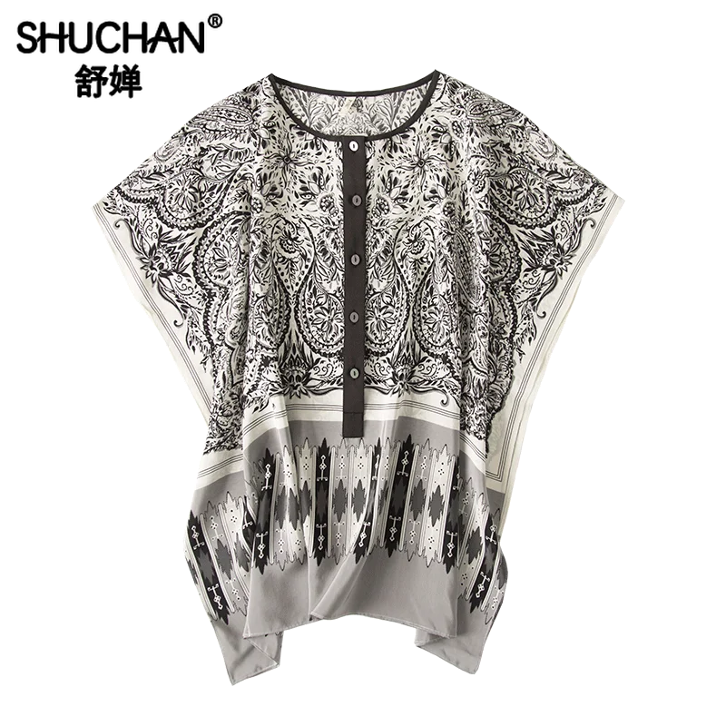 Shuchan Print Natural Silk Fashion Woman Blouses 2019 O-Neck Womens Tops and Blouses Summer Office Shirts Tops C0326
Shuchan Print Natural Silk Fashion Woman Blouses 2019 O-Neck Womens Tops and Blouses Summer Office Shirts Tops C0326