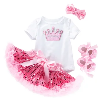 Girl Boutique Outfit Baby 4pcs Set Toddler Romper + sequin skirt + Headband + shoes for 0-2T
Girl Boutique Outfit Baby 4pcs Set Toddler Romper + sequin skirt + Headband + shoes for 0-2T