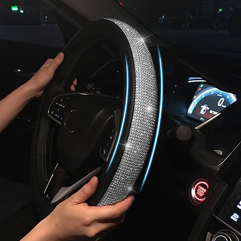 Bling Bling Rhinestones Crystal Car Steering Wheel Cover PU Leather Steering-wheel Protector Anti-slip Car Interior Accessory
Bling Bling Rhinestones Crystal Car Steering Wheel Cover PU Leather Steering-wheel Protector Anti-slip Car Interior Accessory