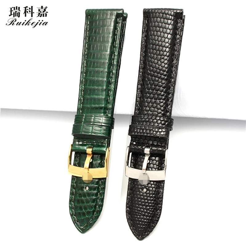 

Applicable to Rx watch with men's leather strap lizard skin black green 19 20mm 21mm submersible 116610 black green water ghost