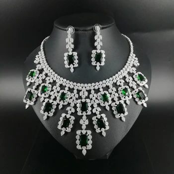 2019 new fashion vintage luxury green square CZ zircon golden necklace earring bracelet ring wedding bride dressing jewelry set
2019 new fashion vintage luxury green square CZ zircon golden necklace earring bracelet ring wedding bride dressing jewelry set