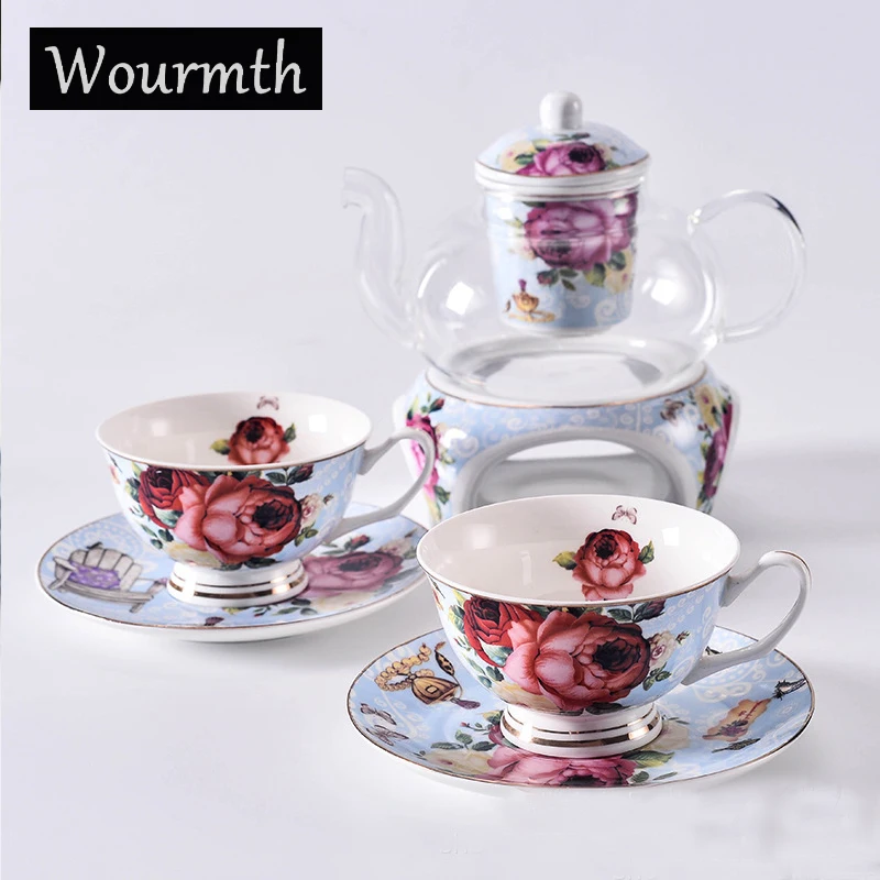 Wourmth European Flower TeaCups Teapot Set Can Be Heated Glass Teapot Bone China Tea Cup And Saucer Afternoon Tea restaurant
Wourmth European Flower TeaCups Teapot Set Can Be Heated Glass Teapot Bone China Tea Cup And Saucer Afternoon Tea restaurant