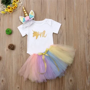 Unicorn Birthday Short Sleeve Party Bodysuit Tutu Lace Skirt Girl Clothing Outfits 3PCs Lovely Newborn Baby Girls Clothes Set
Unicorn Birthday Short Sleeve Party Bodysuit Tutu Lace Skirt Girl Clothing Outfits 3PCs Lovely Newborn Baby Girls Clothes Set