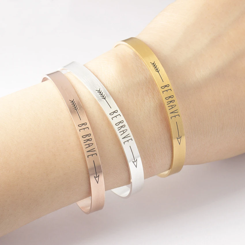 BE BRAVE Inspirational Quote Bracelets Women Men's Mantra Jewelry Gift Letter Arrow Bangle Arm Cuff Bracelet Manchette Femme BFF
BE BRAVE Inspirational Quote Bracelets Women Men's Mantra Jewelry Gift Letter Arrow Bangle Arm Cuff Bracelet Manchette Femme BFF