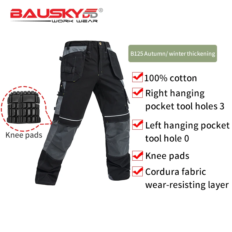 Bauskydd B125 Mens Work Pants Multi pockets Tool Trousers With Removable Knee pads Safety Worker Mechanic Cargo Pants workwear
Bauskydd B125 Mens Work Pants Multi pockets Tool Trousers With Removable Knee pads Safety Worker Mechanic Cargo Pants workwear