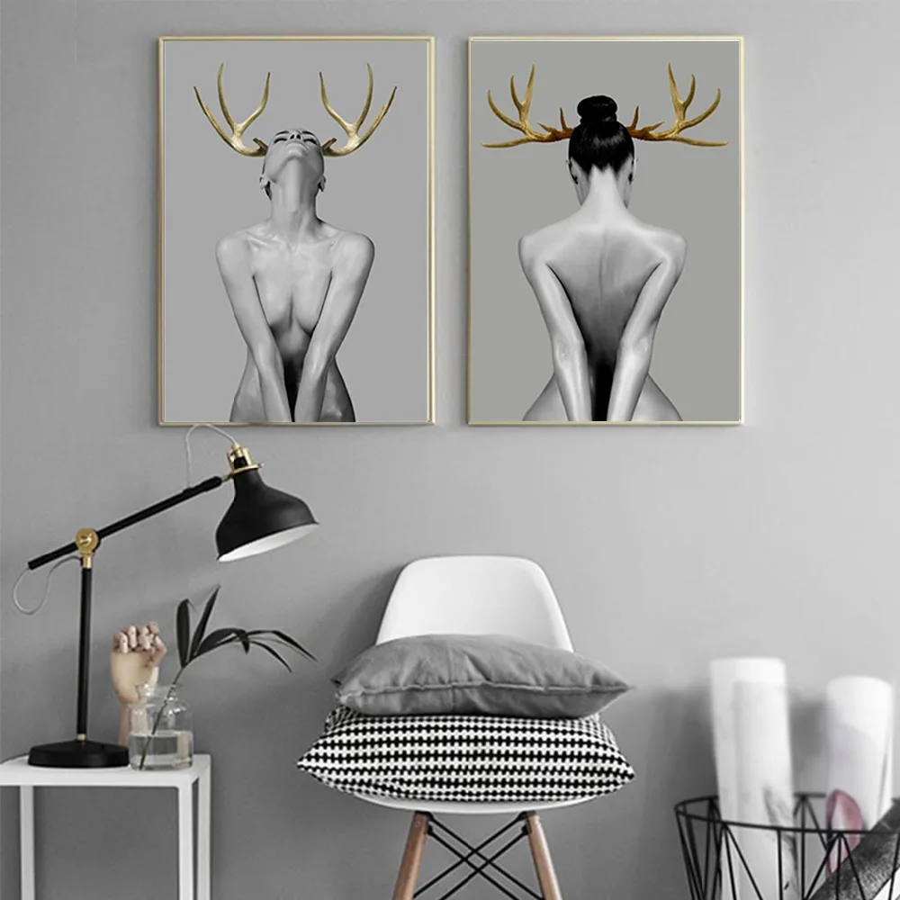 Nordic Black and White Figure Canvas Painting Elk Antler Girl Abstract Art A4 Poster Wall Art Canvas Wall Picture For Home Decor
Nordic Black and White Figure Canvas Painting Elk Antler Girl Abstract Art A4 Poster Wall Art Canvas Wall Picture For Home Decor