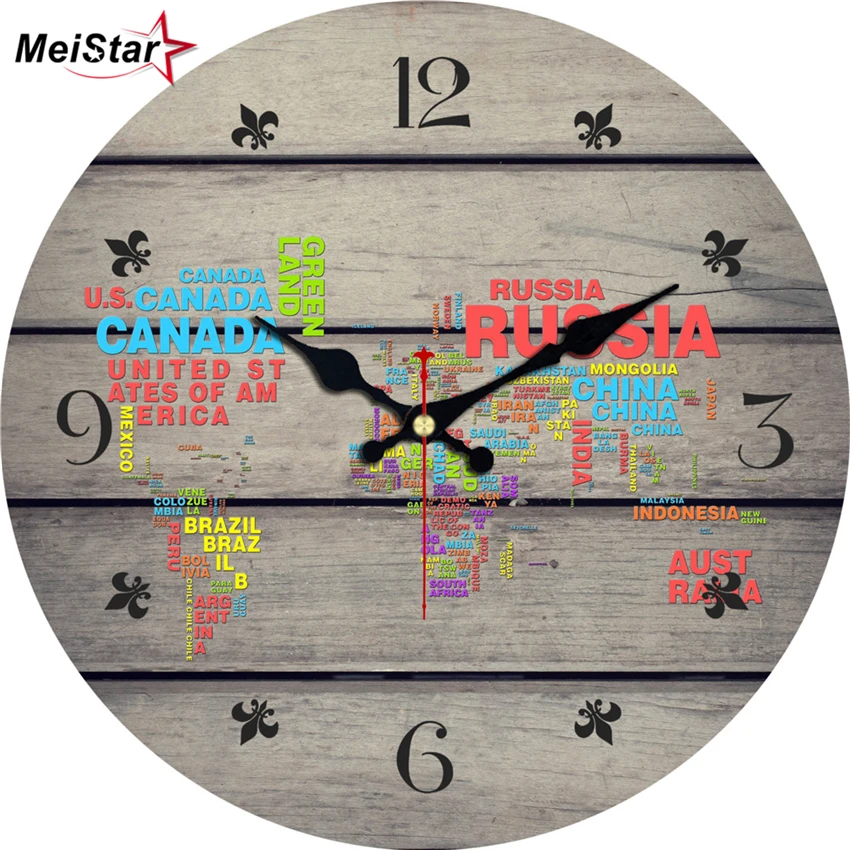 MEISTAR World Map Antique Silent Clock Decoration For Study Children's Room Home & Garden Wall Decor Art Large Wall Clock
MEISTAR World Map Antique Silent Clock Decoration For Study Children's Room Home & Garden Wall Decor Art Large Wall Clock