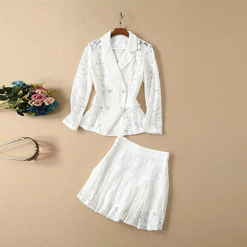 HIGH QUALITY Newest Fashion 2019 Runway Suit Set Women's Diamonds Buttons Lace Blazer Jacket Pleated Skirt Set
HIGH QUALITY Newest Fashion 2019 Runway Suit Set Women's Diamonds Buttons Lace Blazer Jacket Pleated Skirt Set