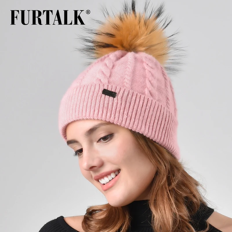 FURTALK Winter Rabbit Fur Beanie Hat for Women Knitted Real Raccoon Fur Pom Pom Hats Winter Female Warm Skullies Cap Pink Grey
FURTALK Winter Rabbit Fur Beanie Hat for Women Knitted Real Raccoon Fur Pom Pom Hats Winter Female Warm Skullies Cap Pink Grey
