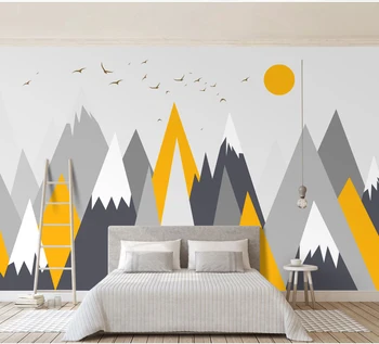 Bacaz Yellow Geometry Abstract Wallpaper Sun Birds Mountain Mural for Bedroom Sofa Background 3d Wall Cartoon Mural Wall paper 
Bacaz Yellow Geometry Abstract Wallpaper Sun Birds Mountain Mural for Bedroom Sofa Background 3d Wall Cartoon Mural Wall paper