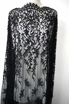 Women coat clothing fabric Black lace dress lace fabric double edging scallop elegant french chantilly tissues laces
Women coat clothing fabric Black lace dress lace fabric double edging scallop elegant french chantilly tissues laces