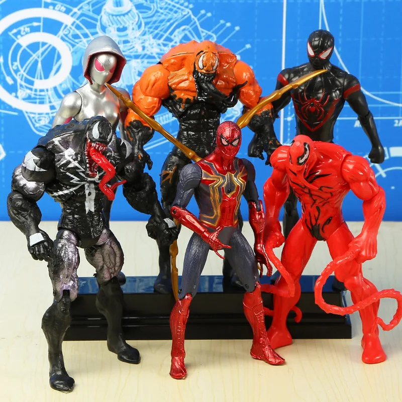 6PCS Marvel Avengers Venom Carnage Gwen Spider-Man Action Figure Model Set Toy