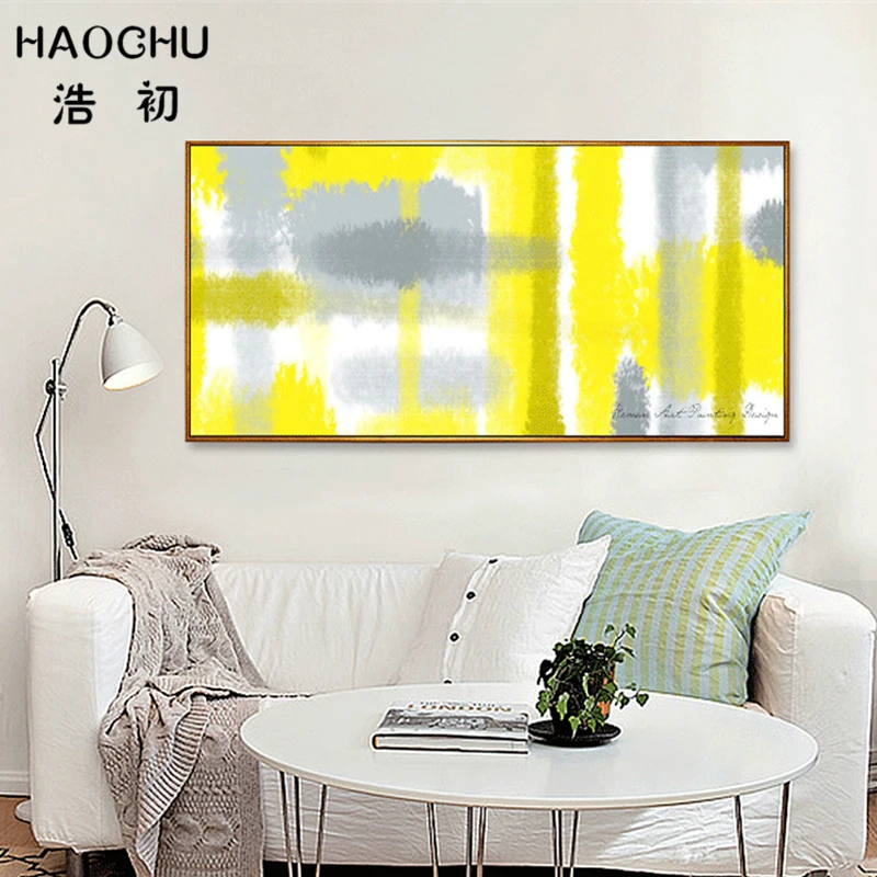 Современная Абстрактная желтая серая кисть HAOCHU масляная живопись импрессиоизм