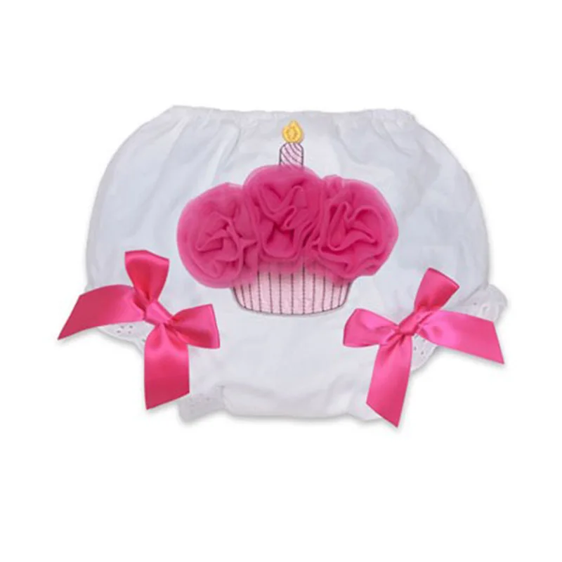 Image Princess Girl Shorts Cotton Baby Bloomers Red Diaper Cover Tutu Ruffled Panties Birthday Cake Shorts Infant Baby Girl Bloomers