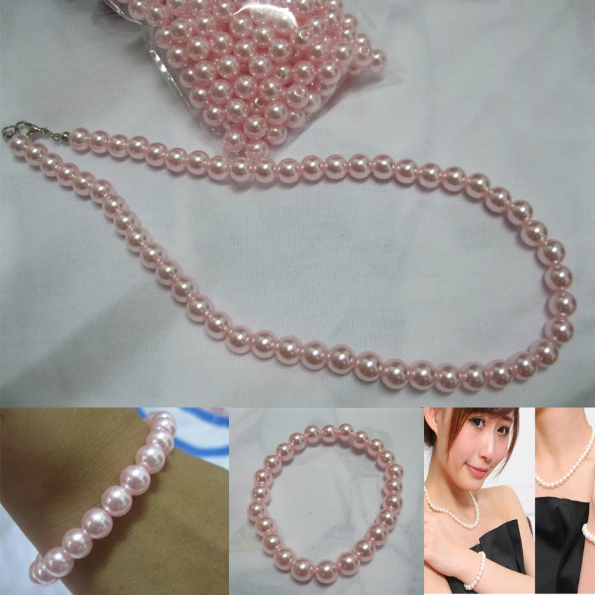 Pink/White/Ivory 8mm Imitation Pearl Necklace Bracelet Set Woman Girl's Jewelry Necklaces Bracelets Beach Party Jewelry Sets
Pink/White/Ivory 8mm Imitation Pearl Necklace Bracelet Set Woman Girl's Jewelry Necklaces Bracelets Beach Party Jewelry Sets