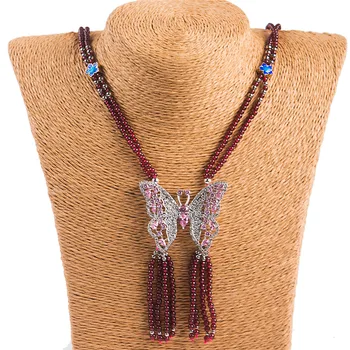 3mm Genuine Wine Red Natural Garnet Necklace Crystal Round Bead Butterfly Pendant Necklace Women Female
3mm Genuine Wine Red Natural Garnet Necklace Crystal Round Bead Butterfly Pendant Necklace Women Female