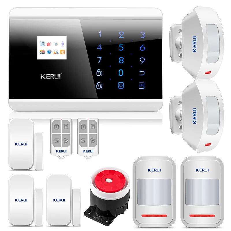 

KERUI 8218G 1.7 inch TFT touch screen Home Alarm Security System Dual-network GSM PSTN WITH Motion sensor detector door magnet