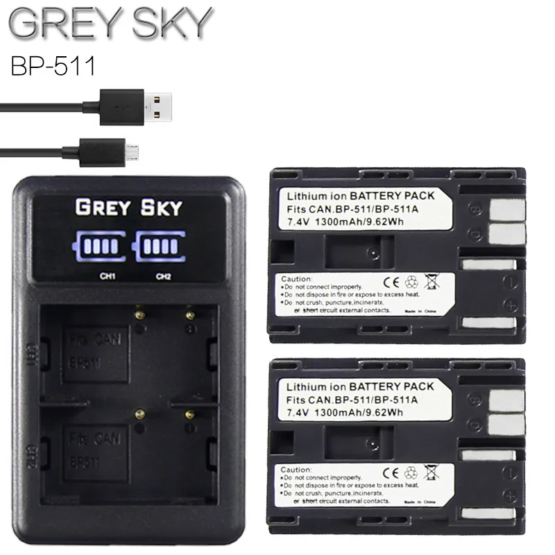2x 7.4v 1300mah BP-511A BP-511 BP 511 511A BP511 BP511A Battery + LCD USB Charger for Canon EOS 40D 300D 5D 20D 30D 50D camera 5
2x 7.4v 1300mah BP-511A BP-511 BP 511 511A BP511 BP511A Battery + LCD USB Charger for Canon EOS 40D 300D 5D 20D 30D 50D camera 5