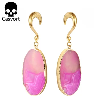 Casvort new arrival irregular natural stone ear plugs dangle ear tunnel stainless steel gold ear weight hook body piercing
Casvort new arrival irregular natural stone ear plugs dangle ear tunnel stainless steel gold ear weight hook body piercing
