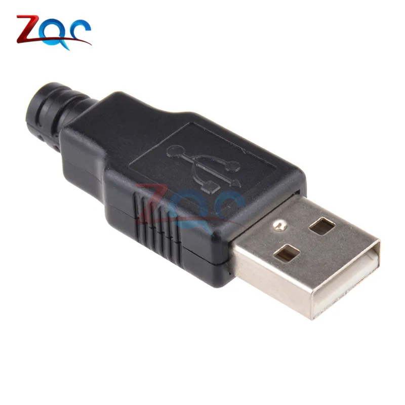 10 шт. 4 контактный разъем USB 2 0 типа А папа с черной пластиковой крышкой|4 pin male|connector