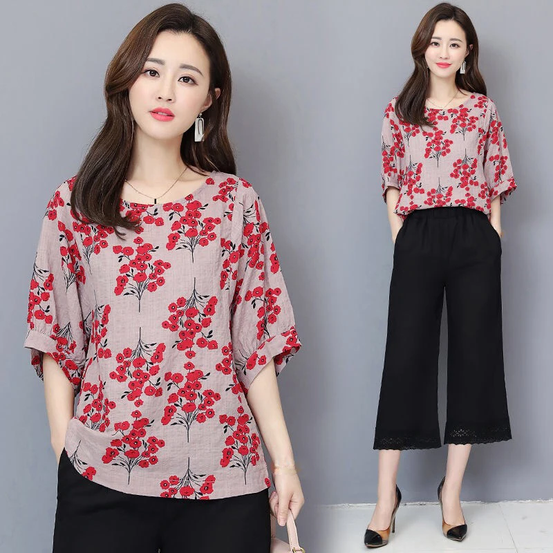 2019 Summer New Arrival Womens Loose Print Red Yellow Flower Linen Tops Tees Tshirt , Korean Style 3xl 4xl T Shirts For Women
2019 Summer New Arrival Womens Loose Print Red Yellow Flower Linen Tops Tees Tshirt , Korean Style 3xl 4xl T Shirts For Women