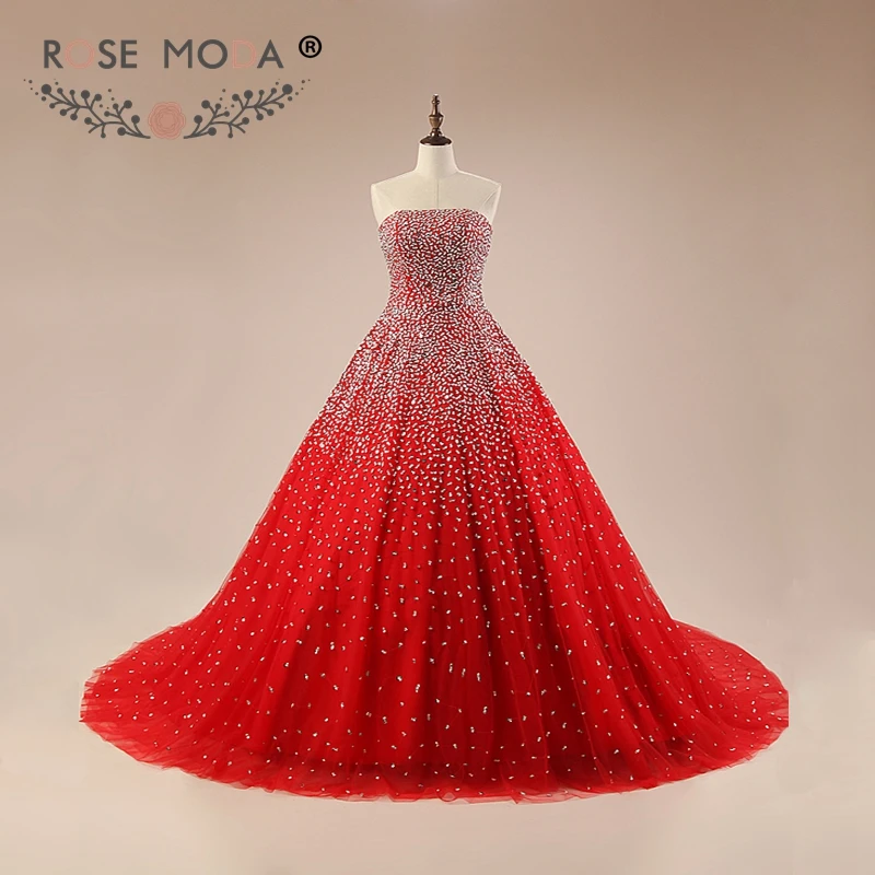 red prom dress poofy