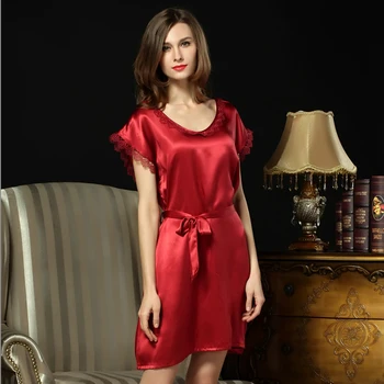 CEARPION Elegant O-neck Women Nightdress Summer Silk Short Sleeve Sleep Wear Lace Night Gown Casual Daily Home Clothes Sleepgown
CEARPION Elegant O-neck Women Nightdress Summer Silk Short Sleeve Sleep Wear Lace Night Gown Casual Daily Home Clothes Sleepgown
