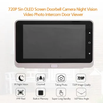720P 5in OLED Screen Doorbell Camera IR Night Vision Video Photo Minimalist Design Intercom Security Door Viewer
720P 5in OLED Screen Doorbell Camera IR Night Vision Video Photo Minimalist Design Intercom Security Door Viewer