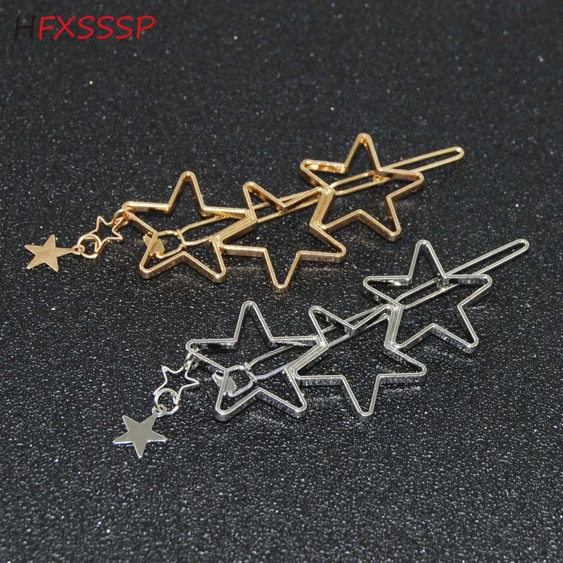 HFXSSSP Simple and generous hollow five-pointed star love hairpin clip star pendant metal clip / bangs clip hair accessories
HFXSSSP Simple and generous hollow five-pointed star love hairpin clip star pendant metal clip / bangs clip hair accessories