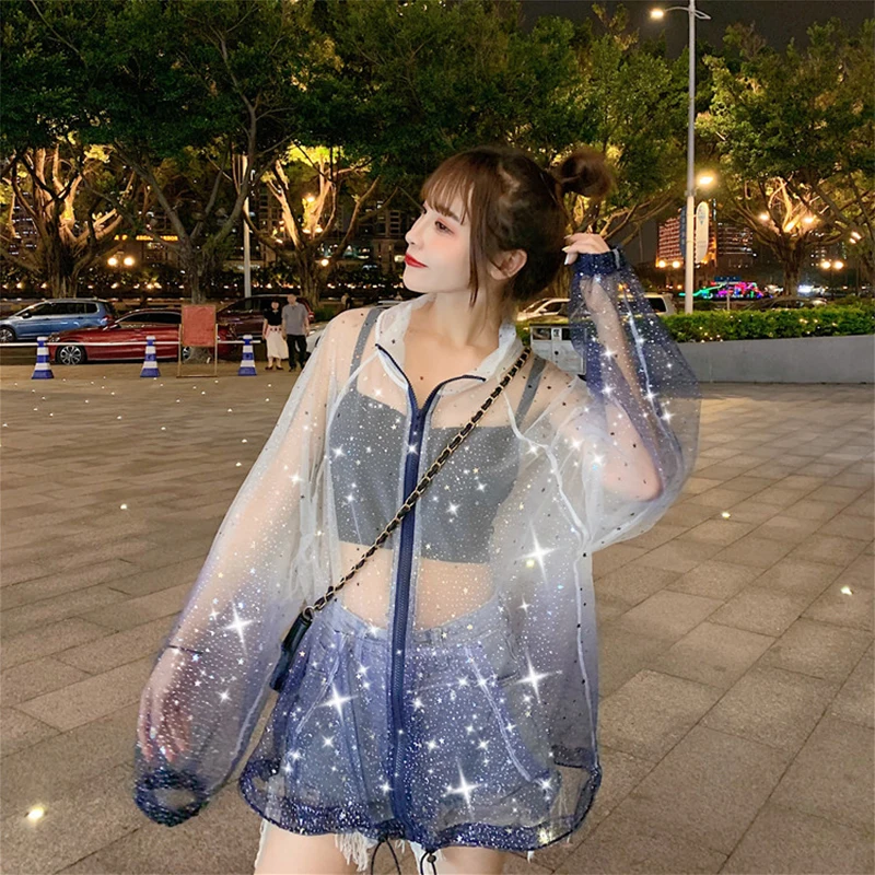 2019 Latest popular summer woman coat flash mesh starry sky gradient outdoor women jacket sun protection clothing coat for women
2019 Latest popular summer woman coat flash mesh starry sky gradient outdoor women jacket sun protection clothing coat for women