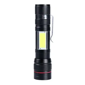 

T140 Telescopic Focusing 500 Lumens T6 + Double Faced COB Glare LED Flashlight with 3 Modes and USB Charge for Outdoor