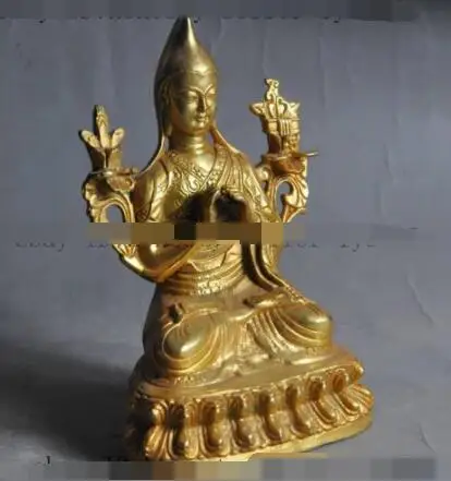 

S0733 6" tibet buddhism fane bronze gilt seat lotus Tsongkhapa Zongkapa buddha statue