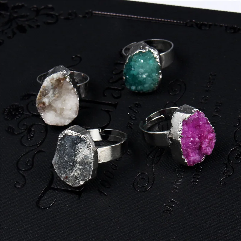 GEOMEE European Jewelry Teardrops Rings for Women Irregular Natural Stones Drusy Druzy Ring Female Wedding Ring Gift DR22
GEOMEE European Jewelry Teardrops Rings for Women Irregular Natural Stones Drusy Druzy Ring Female Wedding Ring Gift DR22