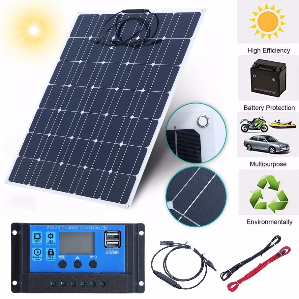 New 150W Monocrystalline Solar Panel Sun Power Module Outdoor Solar Charging Device Camping Power Supply For RV Boat
New 150W Monocrystalline Solar Panel Sun Power Module Outdoor Solar Charging Device Camping Power Supply For RV Boat