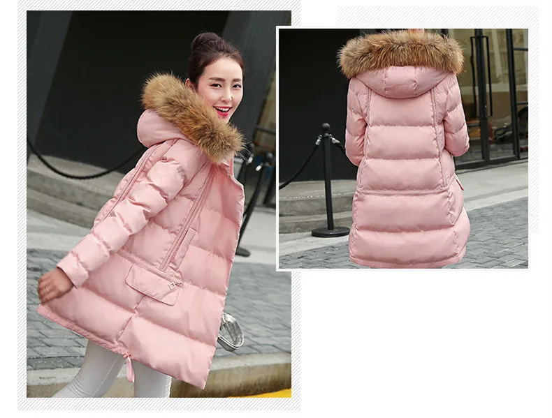 Woman Jacket Winter Parka Pink Coats Padded Long Winter Coat Women Hooded Long Jackets 2018 Korean Ladies Clothing LZ985 (16)