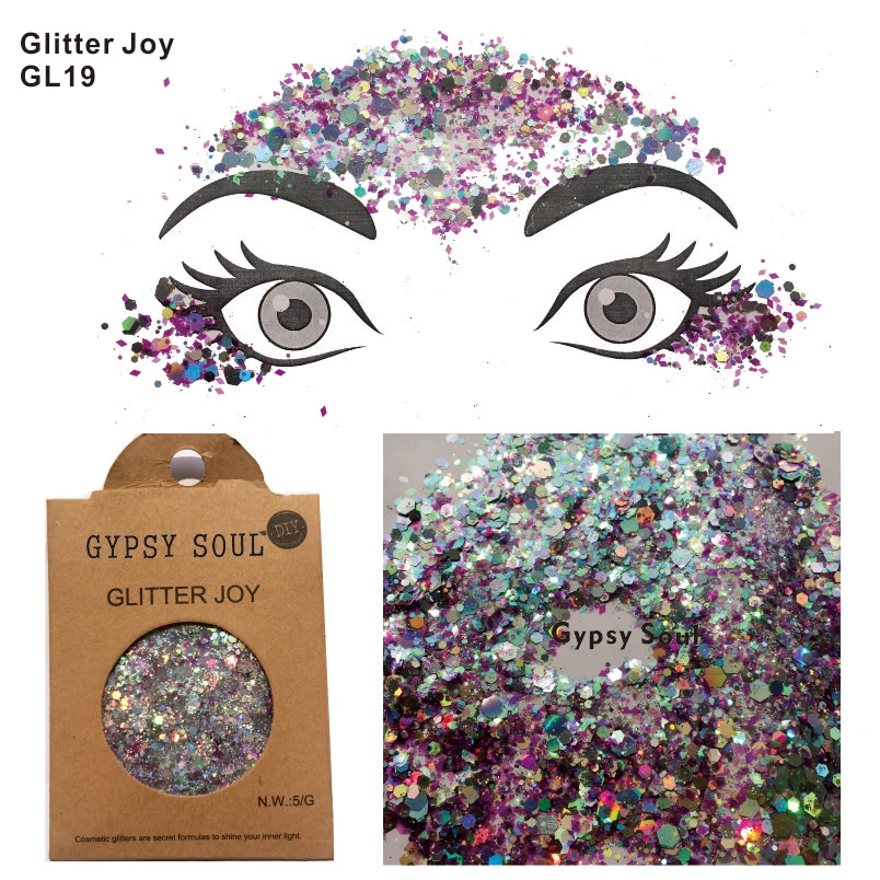 GL19 one pack of Mixed Color Shape Gypsy Soul Forehead Glitter Hair Body Sequins Decorations Festival Body Dance Makeup Art
GL19 one pack of Mixed Color Shape Gypsy Soul Forehead Glitter Hair Body Sequins Decorations Festival Body Dance Makeup Art