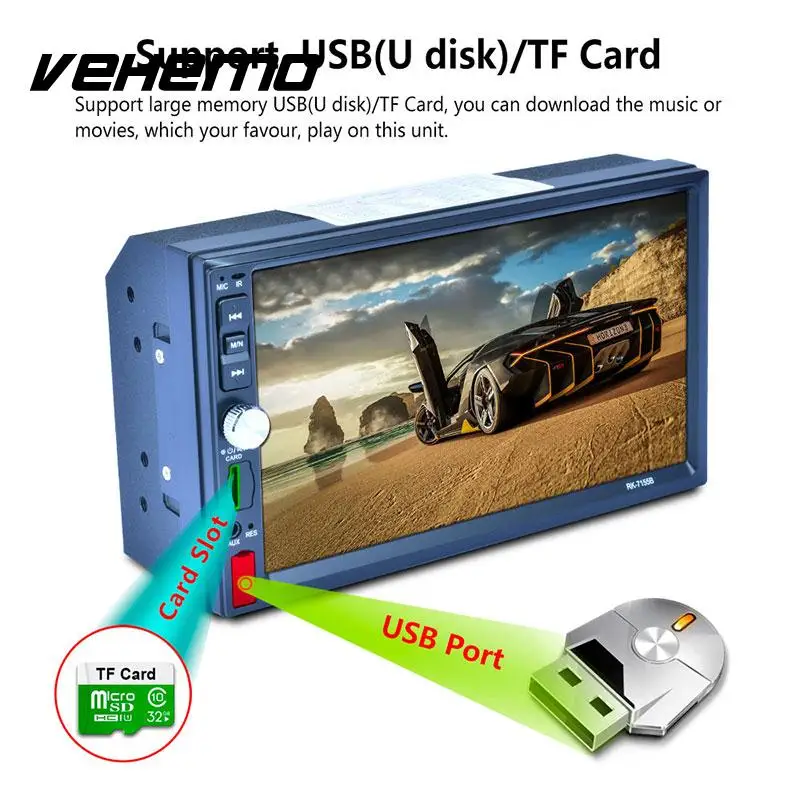 Vehemo Steering Wheel Remote Control Car MP5 Bluetooth Video Player 7" USB/AUX/TF Multimedia Player Support Rear View 2Din MP5
Vehemo Steering Wheel Remote Control Car MP5 Bluetooth Video Player 7" USB/AUX/TF Multimedia Player Support Rear View 2Din MP5