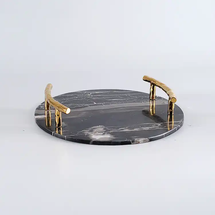 Modern Natural Marble Round Tray Villa Hotel Model Room Black