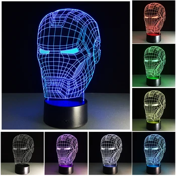 Marvel Avengers 3D illusion LED Lamps Iron Man Mask Lamp Night Light USB Desk Table Lampa 3D led Lamp Decoration Kids Toy Gift
Marvel Avengers 3D illusion LED Lamps Iron Man Mask Lamp Night Light USB Desk Table Lampa 3D led Lamp Decoration Kids Toy Gift