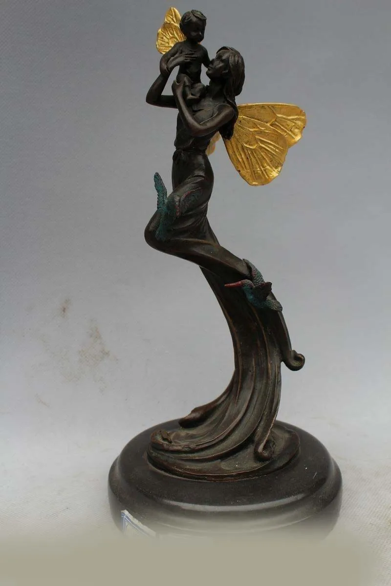 DS 10"Western Art sculpture Bronze Marble Lucky Angell Girl Boy Bird Statue
DS 10"Western Art sculpture Bronze Marble Lucky Angell Girl Boy Bird Statue