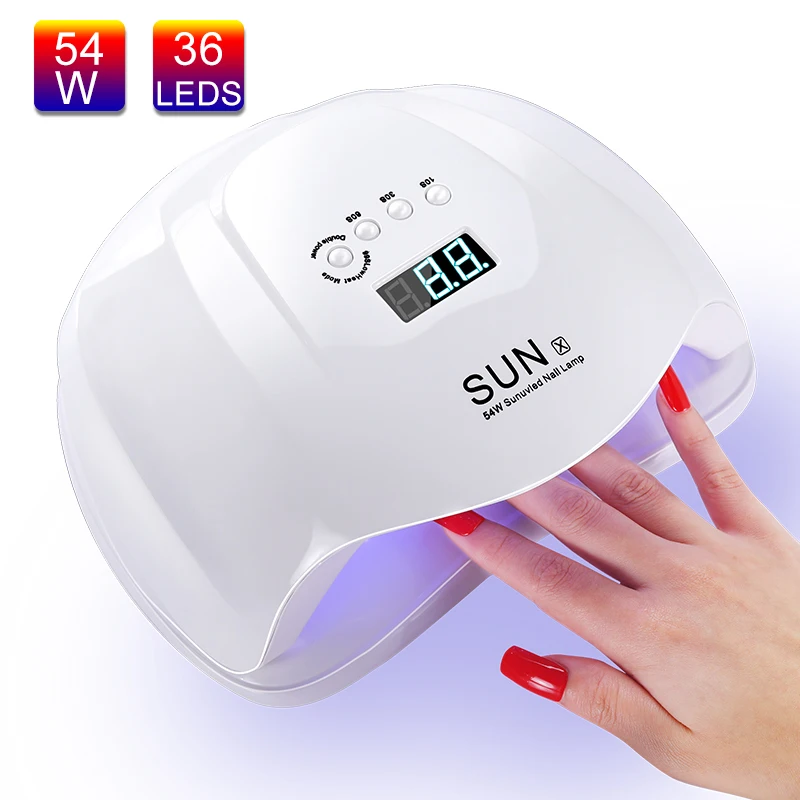 SUNX 54W Nail Dryer UV LED Nail Lamp Gel Polish Curing Lamp with Bottom 30s/60s Timer LCD Display Lamp for Nail Dryer
SUNX 54W Nail Dryer UV LED Nail Lamp Gel Polish Curing Lamp with Bottom 30s/60s Timer LCD Display Lamp for Nail Dryer